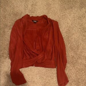 Express Terracotta Long Sleeve wrapped croppedTop